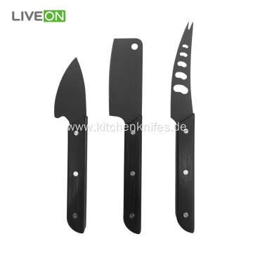 Wood Handle Cheese Knife Set Black Oxide